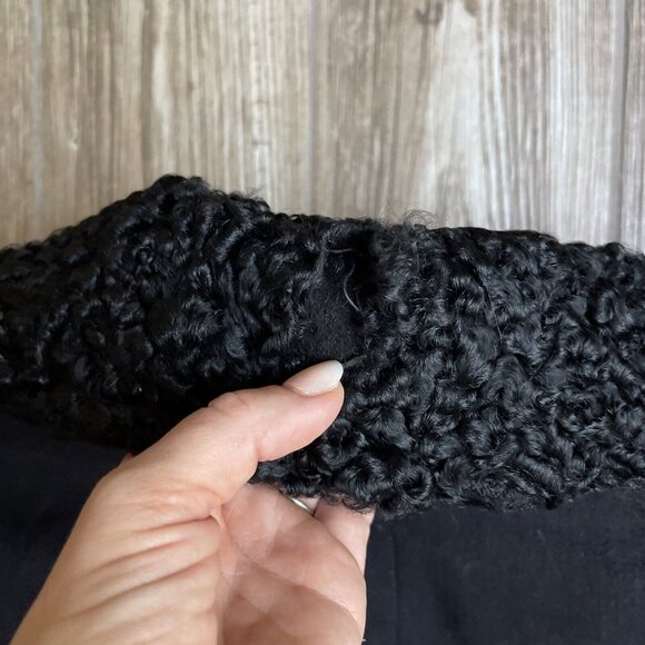 Vintage Michel Goma Coat Paris Black 50s Wool Button Down Coat Heavy‎ Lined - Picture 12 of 13